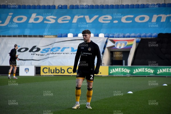 201225 - Colchester United v Newport County - Sky Bet League 2 - Cameron Evans of Newport County