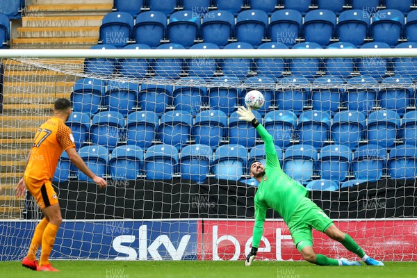 261019 - Colchester United v Newport County - Sky Bet League 2 -  Tom King of Newport County is wrong footed as Ryan Jackson of Colchester United scores the equalising goal, 1-1 