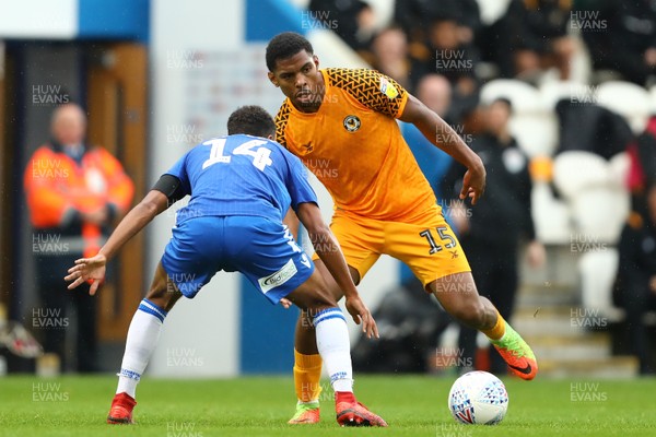 261019 - Colchester United v Newport County - Sky Bet League 2 -  Tristan Abrahams of Newport County looks to beat Brandon Comley of Colchester United