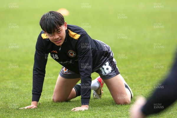 290324 - Colchester United v Newport County - Sky Bet League 2 - Kiban Rai of Newport County, warming up before match against Colchester