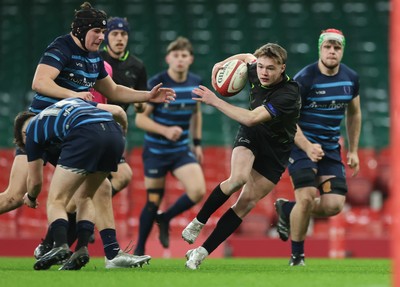 101225 - Coleg Cymoedd v Ysgol Gyfun Gymraeg Glantaf, Welsh Schools and Colleges Boys U18 Final - George Thomas of Coleg y Cymoedd charges forward