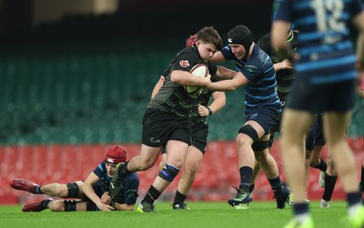 101225 - Coleg Cymoedd v Ysgol Gyfun Gymraeg Glantaf, Welsh Schools and Colleges Boys U18 Final - Evan Hughes of Coleg y Cymoedd charges forward