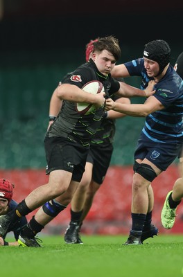 101225 - Coleg Cymoedd v Ysgol Gyfun Gymraeg Glantaf, Welsh Schools and Colleges Boys U18 Final - Evan Hughes of Coleg y Cymoedd charges forward