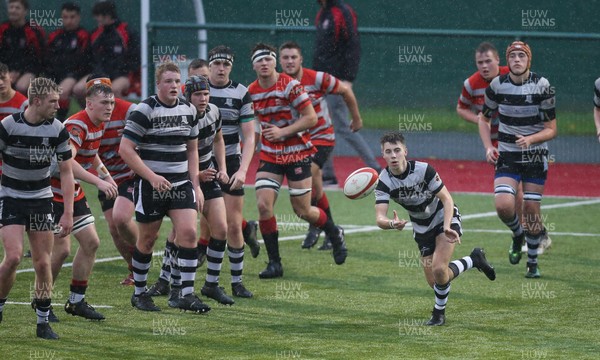 221117 - Coleg Gwent Cross Keys v NPTC, Welsh Schools and Colleges League - Iwan Temlett of NPTC feeds the ball out
