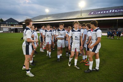 270426 - Coleg Gwent v Cardiff and Vale College - WSC Boys U18 Development Final -  Road To Principality Finals - Cardiff players celebrate the win at full time