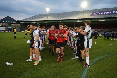 270426 - Coleg Gwent v Cardiff and Vale College - WSC Boys U18 Development Final -  Road To Principality Finals - Dejected Coleg Gwent at full time