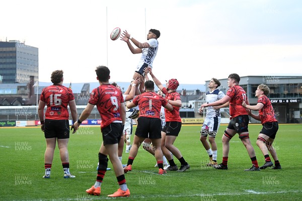 270426 - Coleg Gwent v Cardiff and Vale College - WSC Boys U18 Development Final -  Road To Principality Finals - Cardiff line-out