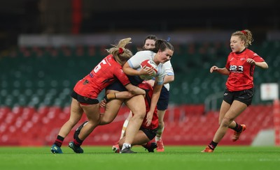 101225 - Coleg Gwent v Llandovery College Welsh Schools and Colleges Girls U18 Final - Dolly Evans of Llandovery College is held