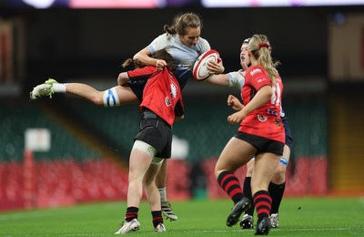 101225 - Coleg Gwent v Llandovery College Welsh Schools and Colleges Girls U18 Final - Charlotte Palmer of Llandovery College is tackled