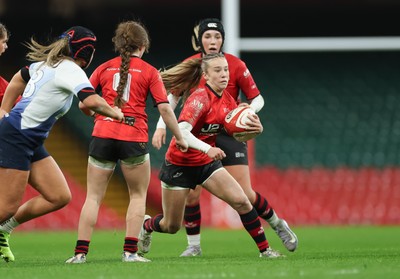 101225 - Coleg Gwent v Llandovery College Welsh Schools and Colleges Girls U18 Final - Megan Thomas of Coleg Gwent charges forward