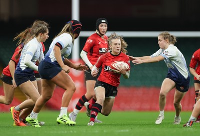 101225 - Coleg Gwent v Llandovery College Welsh Schools and Colleges Girls U18 Final - Megan Thomas of Coleg Gwent charges forward