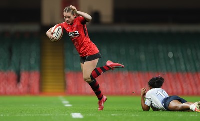 101225 - Coleg Gwent v Llandovery College Welsh Schools and Colleges Girls U18 Final - Ruby Cole of Coleg Gwent takes on Zillah Radrodro of Llandovery College