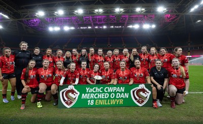 101225 - Coleg Gwent v Llandovery College Welsh Schools and Colleges Girls U18 Final - Coleg Gwent celebrate winning the final