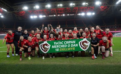 101225 - Coleg Gwent v Llandovery College Welsh Schools and Colleges Girls U18 Final - Coleg Gwent celebrate winning the final