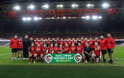 101225 - Coleg Gwent v Llandovery College Welsh Schools and Colleges Girls U18 Final - Coleg Gwent celebrate winning the final