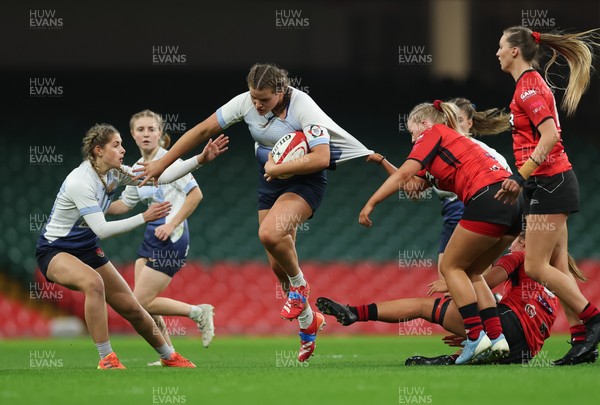 101225 - Coleg Gwent v Llandovery College Welsh Schools and Colleges Girls U18 Final - Erin Jones of Llandovery College charges forward