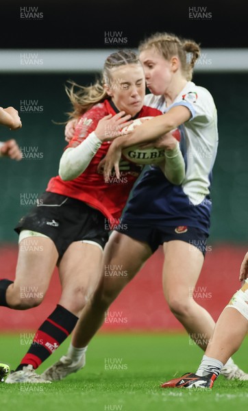 101225 - Coleg Gwent v Llandovery College Welsh Schools and Colleges Girls U18 Final - Megan Thomas of Coleg Gwent charges forward