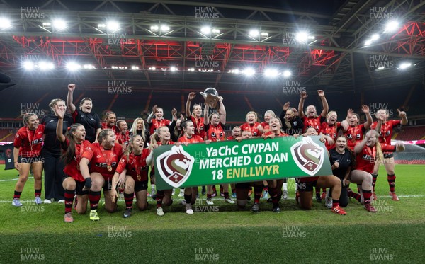 101225 - Coleg Gwent v Llandovery College Welsh Schools and Colleges Girls U18 Final - Coleg Gwent celebrate winning the final