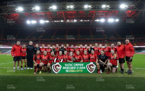 101225 - Coleg Gwent v Llandovery College Welsh Schools and Colleges Girls U18 Final - Coleg Gwent celebrate winning the final