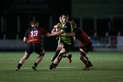 140120 - Coleg y Cymoedd v Coleg Gwent, WRU National Schools and Colleges League Final - Alex Mann of Coleg y Cymoeddcharges forward