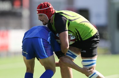 051016 - Coleg y Cymoedd v Gower College, WRU Wednesday U18 League - Alun Lawrence of Coleg y Cymoedd is tackled