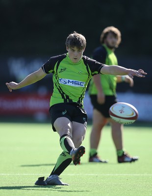 051016 - Coleg y Cymoedd v Gower College, WRU Wednesday U18 League - Cavan Slade of Coleg y Cymoedd kicks penalty