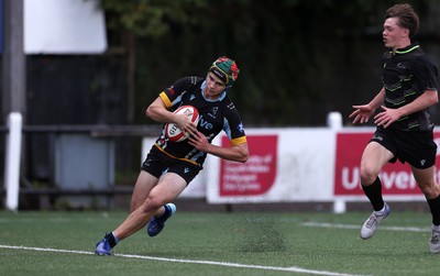 300926 - Coleg y Cymoedd v Whitchurch High School - Welsh Schools and Colleges League - Josh Grayling of Whitchurch scores a try
