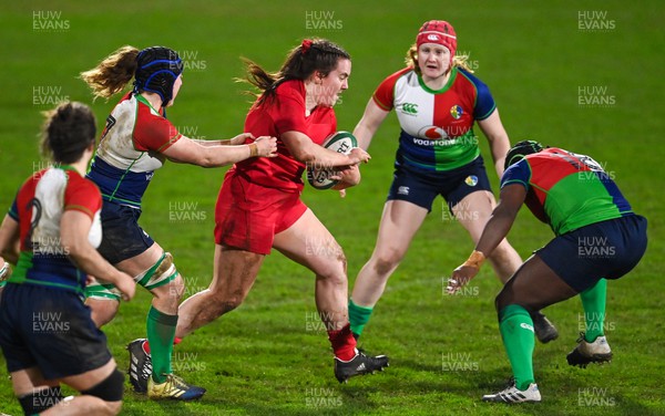 180223 - Combined Provinces XV v Welsh Development XV - Celtic Challenge - Katie Carr of Wales Development XV is tackled by Molly Boyne of Combined Provinces XV