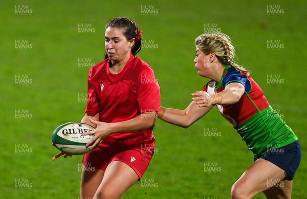 180223 - Combined Provinces XV v Welsh Development XV - Celtic Challenge - Anwen Owen of Wales Development XV is tackled by Ailsa Hughes of Combined Provinces XV