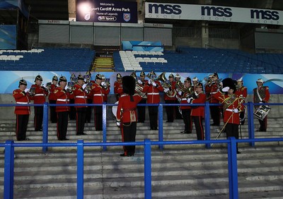 071114 - Combined Services Ladies v Cardiff Blues Ladies - Remembrance Rugby for The British Legion -The Band of The Royal Welsh play before kick off(c) Huw Evans Agency