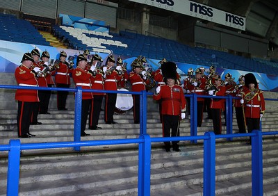 071114 - Combined Services Ladies v Cardiff Blues Ladies - Remembrance Rugby for The British Legion -The Band of The Royal Welsh play before kick off(c) Huw Evans Agency