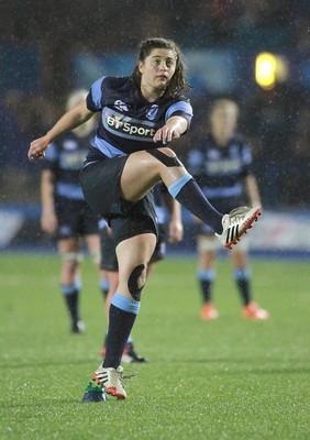 071114 - Combined Services Ladies v Cardiff Blues Ladies - Remembrance Rugby for The British Legion -Robyn Wilkins of Cardiff Blues Ladies kicks a goal(c) Huw Evans Agency