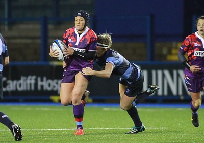 071114 - Combined Services Ladies v Cardiff Blues Ladies - Remembrance Rugby for The British Legion -Gemma Rowlands of Combined Services Ladies is tackled by Adi Taviner of Cardiff Blues Ladies(c) Huw Evans Agency