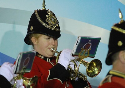 071114 - Combined Services Ladies v Cardiff Blues Ladies - Remembrance Rugby for The British Legion -The Band of The Royal Welsh play for the crowd(c) Huw Evans Agency