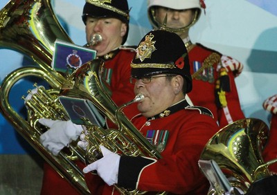 071114 - Combined Services Ladies v Cardiff Blues Ladies - Remembrance Rugby for The British Legion -The Band of The Royal Welsh play for the crowd(c) Huw Evans Agency