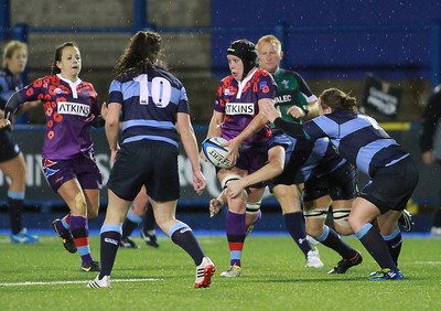 071114 - Combined Services Ladies v Cardiff Blues Ladies - Remembrance Rugby for The British Legion -Helen Reade of Combined Services Ladies is tackled by Rachel Taylor of Cardiff Blues Ladies (c) Huw Evans Agency