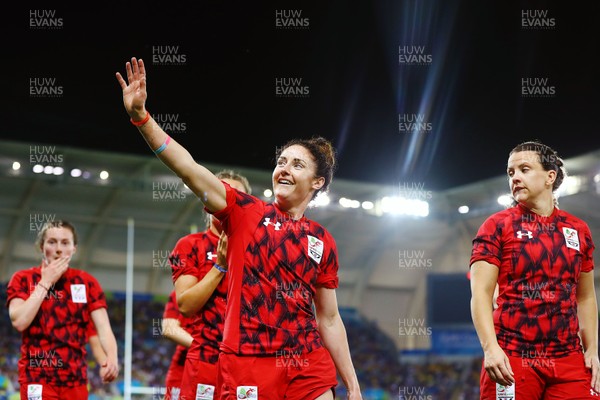 140418 - Rugby Sevens - Commonwealth Games - Sinead Breeze of Wales acknowledges the fans after losing to England