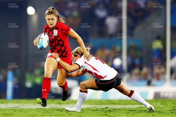 140418 - Rugby Sevens - Commonwealth Games - Hannah Jones of Wales in action 