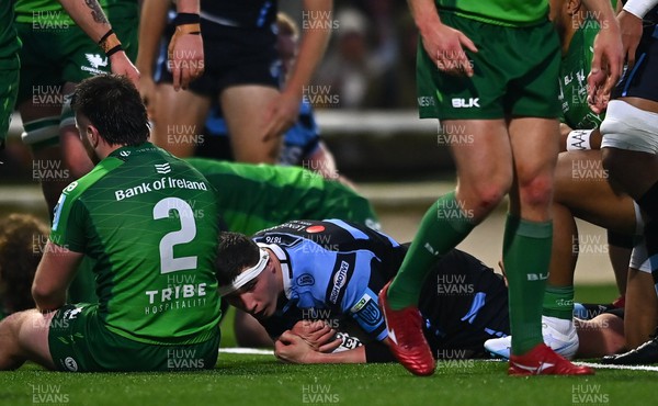 150423 - Connacht v Cardiff Rugby - United Rugby Championship - Seb Davies of Cardiff after scoring his side's first try