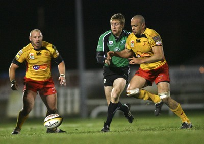 17.03.10 Connacht v Dragons... Connacht's Gavin Duffy and Newport Gwent Dragons Gavin Thomas clash. 