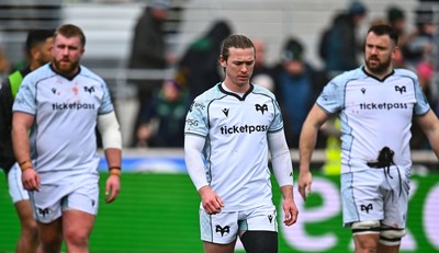 280326 - Connacht Rugby v Ospreys, United Rugby Championship - Harri Williams of Ospreys at the end of the match