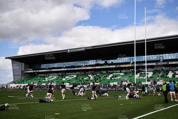 280326 - Connacht Rugby v Ospreys, United Rugby Championship - Ospreys warm up ahead of the match