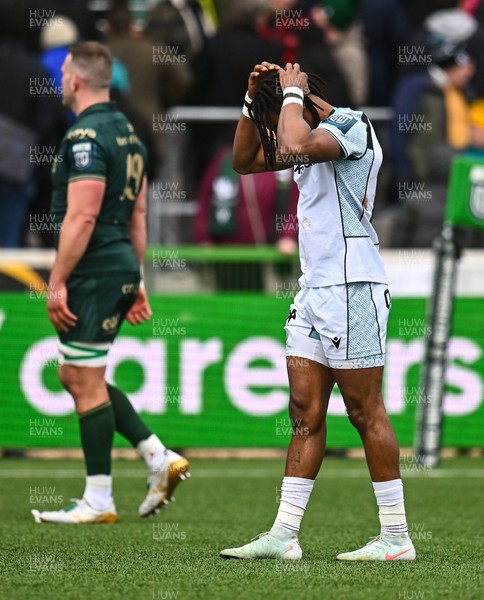 280326 - Connacht Rugby v Ospreys, United Rugby Championship - Dan Kasende of Ospreys after his side's defeat 