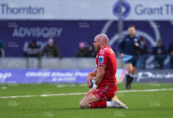 020324 - Connacht v Scarlets - United Rugby Championship - Efan Jones of Scarlets after scoring his side's first try