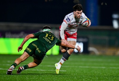 130326 - Connacht v Scarlets - United Rugby Championship - Joe Roberts of Scarlets in action against John Devine of Connacht