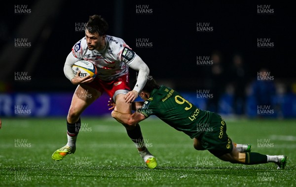 130326 - Connacht v Scarlets - United Rugby Championship - Joe Roberts of Scarlets in action against Colm Reilly of Connacht