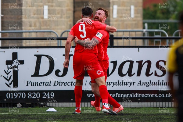 070721 - Connah's Quay Nomads v FC Alashkert - UEFA Champions League First Qualifying Round First Leg - Craig Curran (19) of Connah’s Quay Nomads celebrates with Michael Wilde (9) after scoring