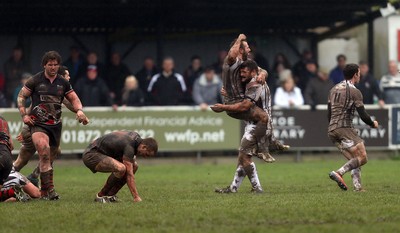 060414 - Cornish Pirates v Pontypridd, British and Irish Cup Quarter Final - Pontypridd celebrate at the final whistle