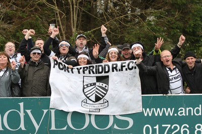 060414 - Cornish Pirates v Pontypridd, British and Irish Cup Quarter Final - Pontypridd supporters cheer the team at the end of the match