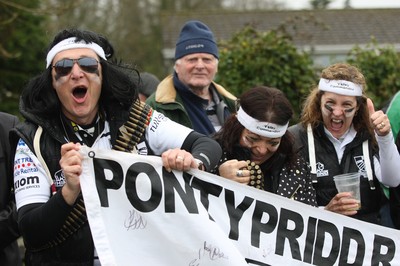060414 - Cornish Pirates v Pontypridd, British and Irish Cup Quarter Final - Pontypridd supporters cheer the team at the end of the match